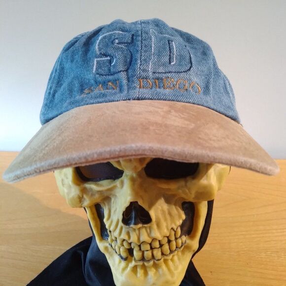 Vintage San Diego Suede Brim Strap Back Denim Hat - Picture 1 of 8